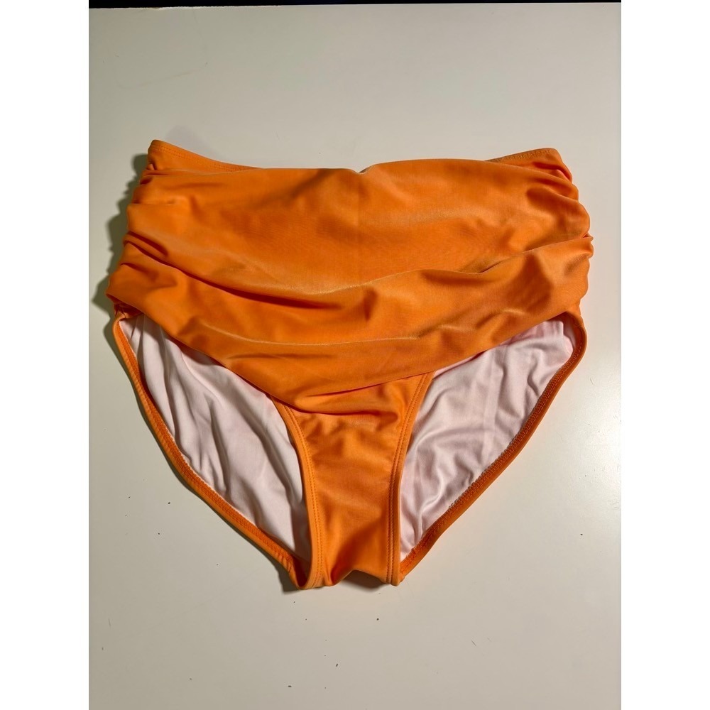 Nani Swimwear - Ruched High-Waist Orange Bikini Bottoms